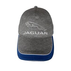 Jaguar Leaper Logo Cap Gray Marl Blue Cotton One Size Strap NWT